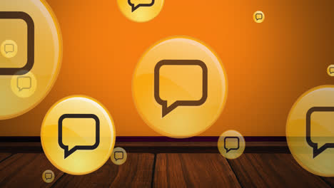 Animation-of-social-media-message-icons-on-orange-background