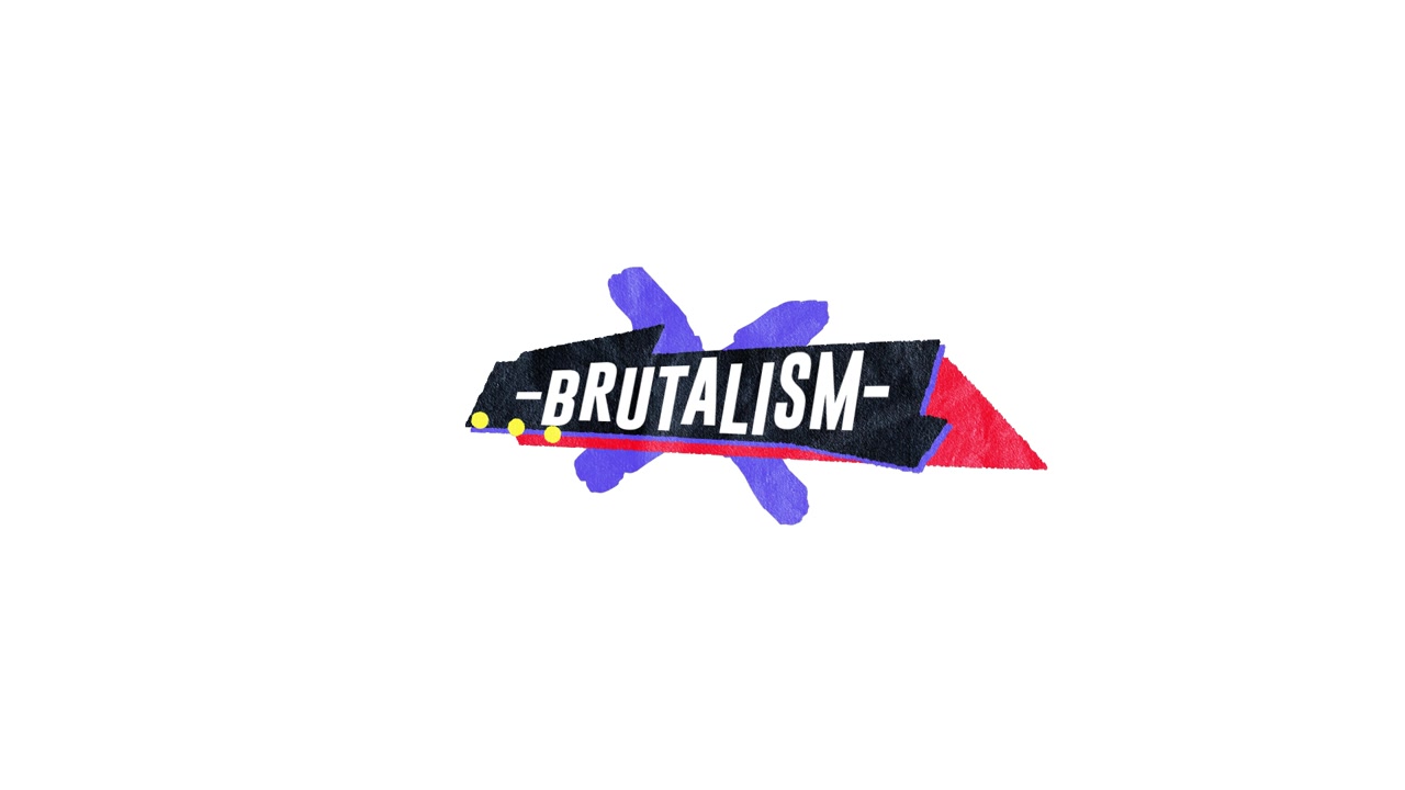 Rivelazione del Titolo in Stile Brutalista Astratto con Forme Colorate