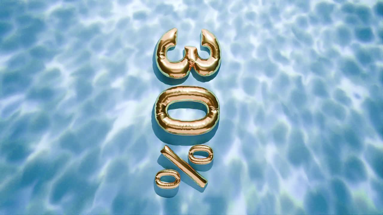 30%의 황금색은 파란색 바탕에 수직으로 물 위에 떠다니고 있습니다.