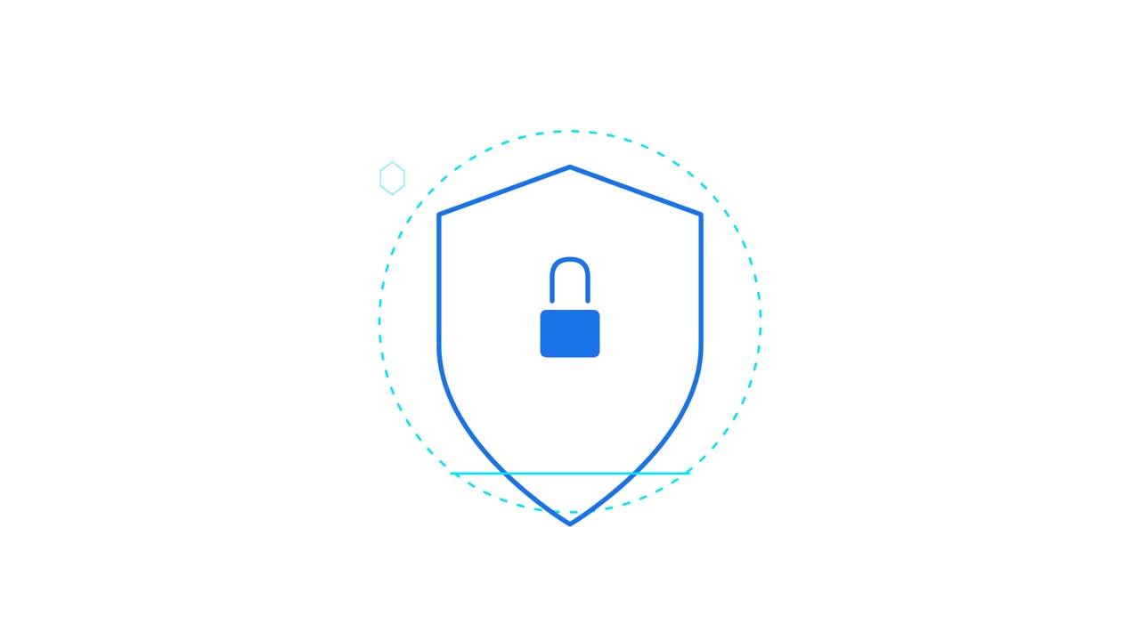 Animated Shield Icon with Scanning Line for Cybersecurity Concept