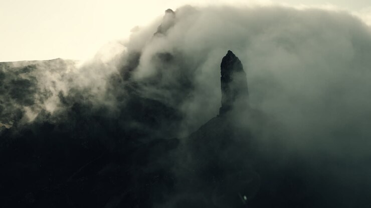 Misty Volcanic Mountain Peak