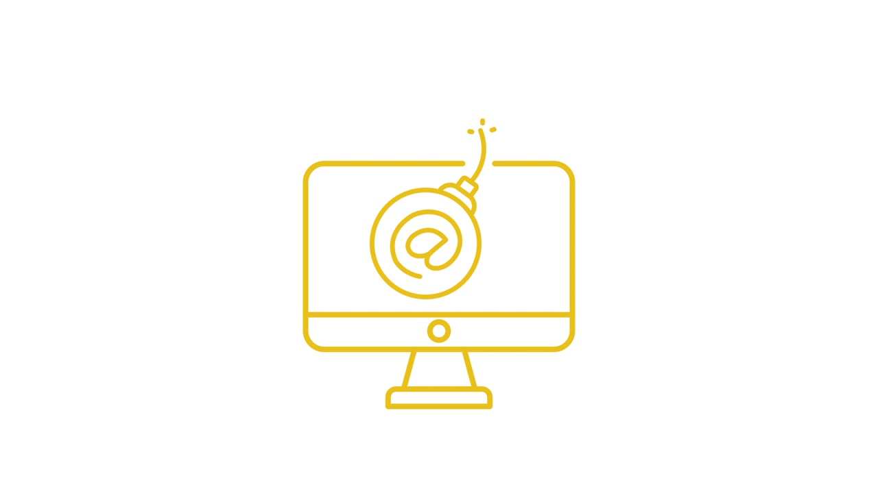 Animated Email Bomb Icon on Computer Monitor