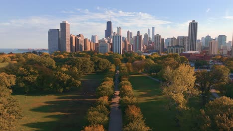 chicago lincoln park during autumn aerial view