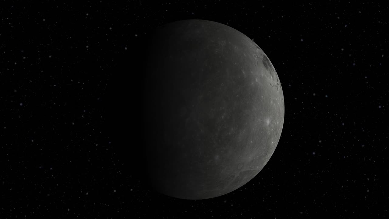 The moon in space rotating realistic 3d animation