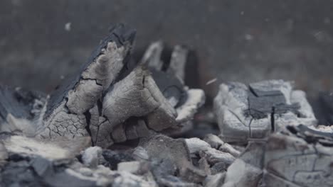 close-up of charcoal and ashes