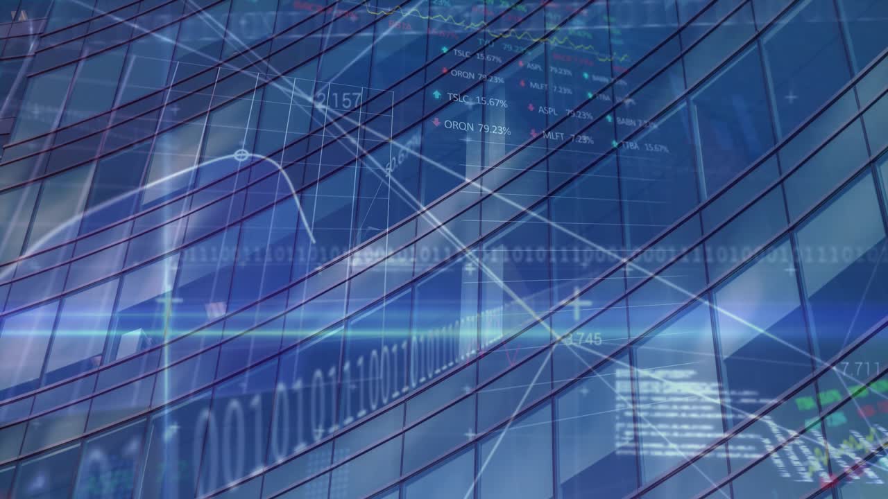 Animazione dell'elaborazione dati su un paesaggio
