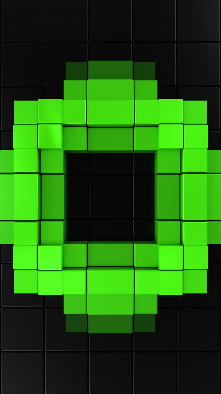 Green Abstract Vertical Corner Frame Seamless Futuristic 3D Loop. 3D rendering