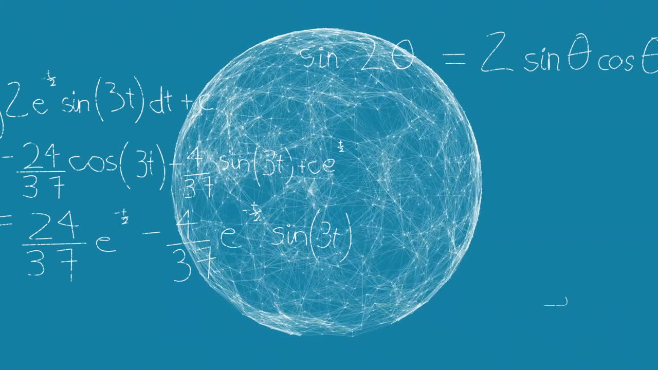 전 세계에 걸쳐 수학적 데이터 처리의 애니메이션