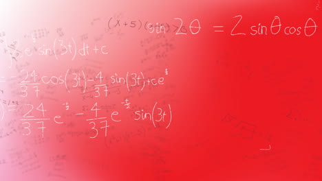 animation of mathematical equations on red background