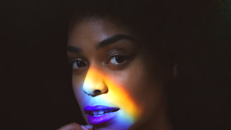 Rainbow-face,-woman-and-portrait-of-beauty-makeup