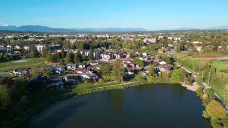 A-beautiful-shot-of-Langley-City-from-above-the-lake