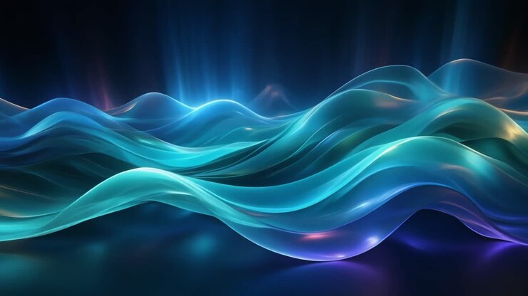 Sfondo di Onde Fluide Astratte Blu e Viola Luminose
