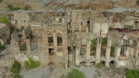 Laveria-Brassey,-Sardinia:-aerial-view-of-the-ruins-of-this-old-abandoned-mine-located-on-the-island-of-Sardinia