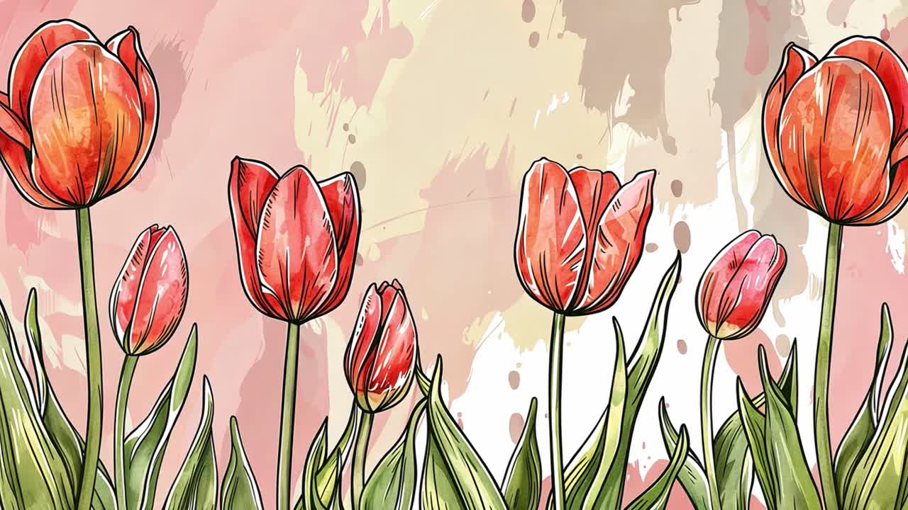 Artistic Watercolor Tulips Illustration