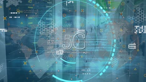 Animation-Des-Scope-Scannens-Mit-5G-über-Die-Datenverarbeitung-Mit-Globus-Und-Serverraum