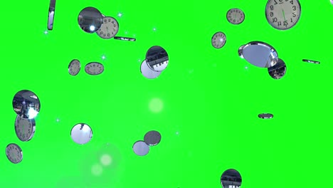 la animación de fondo verde del bucle de partículas del reloj