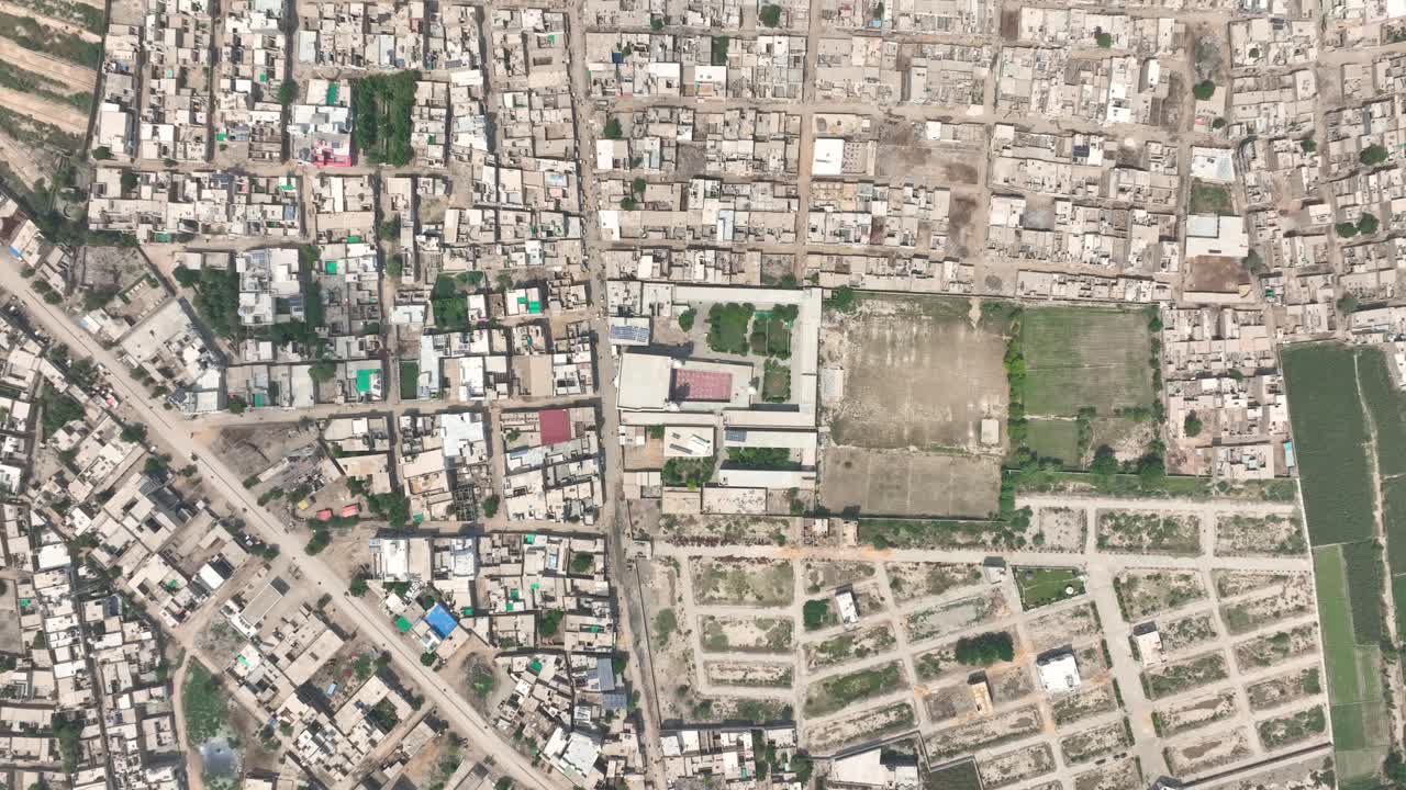 Aerial Overhead view of Darul Uloom Hussainia, Shahdadpur in sindh city