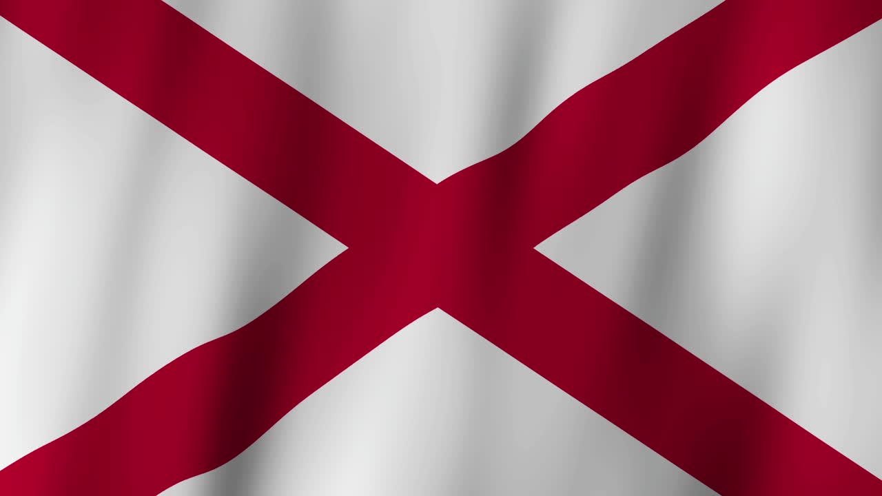 Loopable state flag of the State of Alabama. Digital animation waving background. (United States of America)
