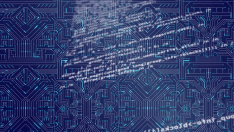 animación del procesamiento de datos y la red de conexiones sobre fondo azul