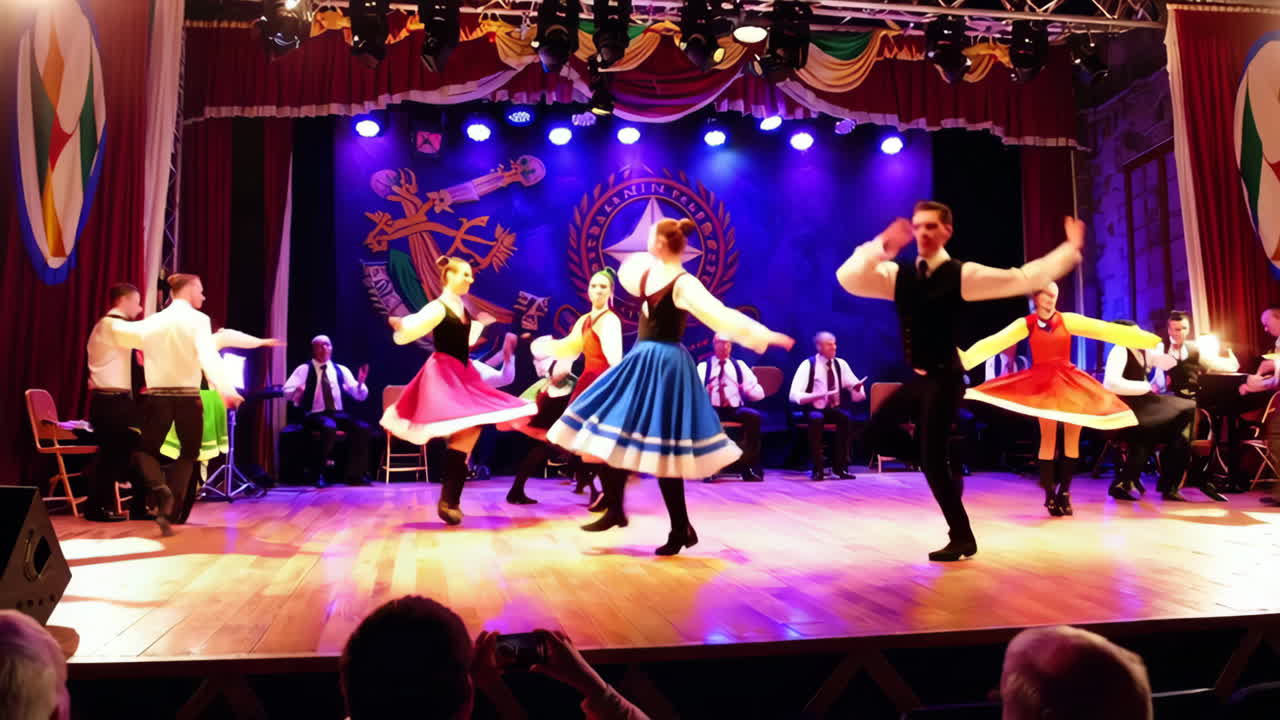 Vibrant Folk Dance Performance on Stage
