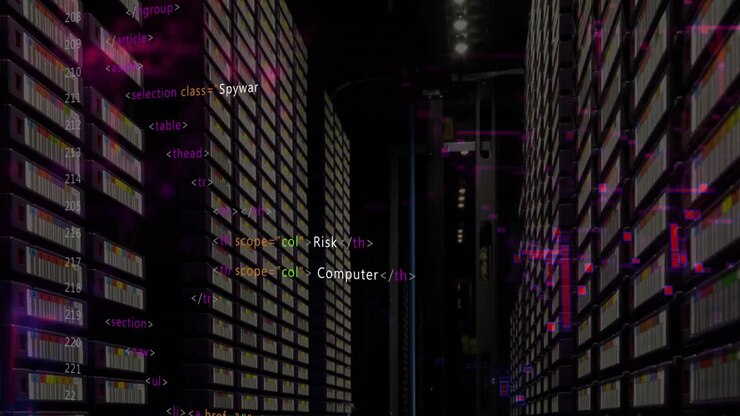 Animation of data processing against computer server room
