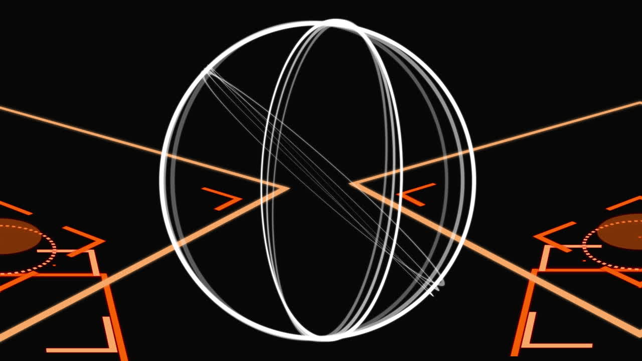 animación de escaneo de visores y marcadores naranjas que graban sobre un fondo negro