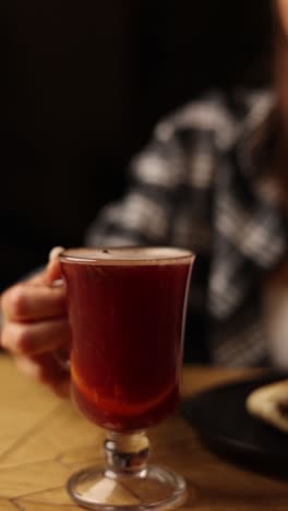 warm mulled wine in a glass