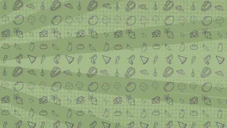 animación de la ilustración con filas de iconos sobre franjas giratorias verdes
