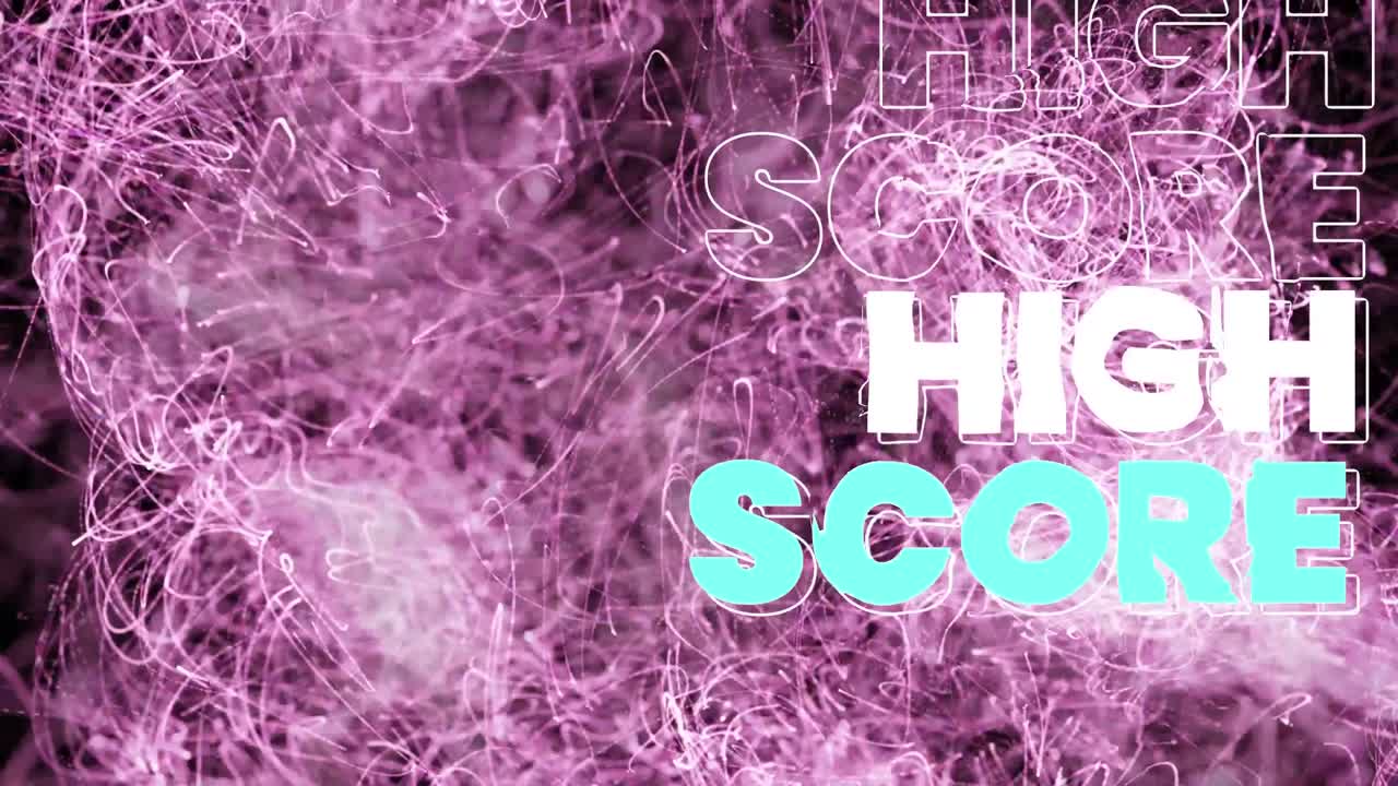 고 점수 텍스트의 애니메이션은 윤 ⁇ ,  ⁇ 색과 파란색으로 보라색 빛 트레일 위에 반복됩니다.