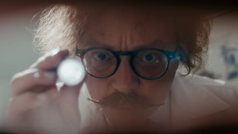 pov of psychiatrist performing neurological checkup with flashlight