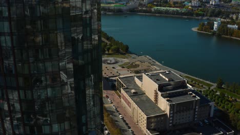 cityscape with river and skyscraper