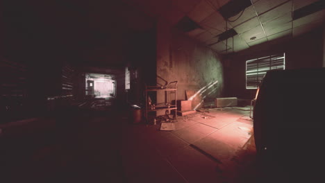 set up view of dark room abandoned in the psychiatric hospital