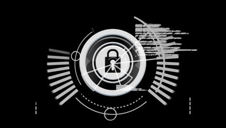 animación del candado de seguridad en línea con escaneo de alcance en segundo plano