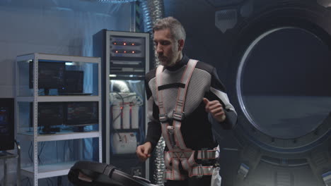 Astronaut Training in Space Station Gym