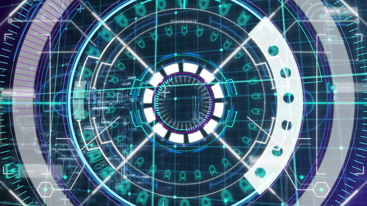 Animation of scope scanning and data processing over grid in background