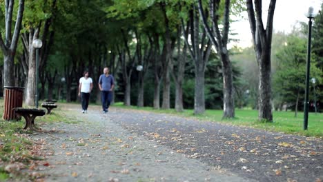 Young-Men-Walking-Park-Garden-In-Leisure-Time