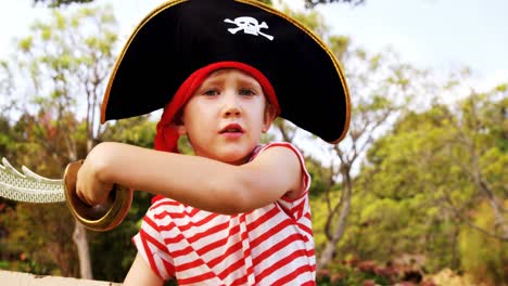 boy pretending to be a pirate