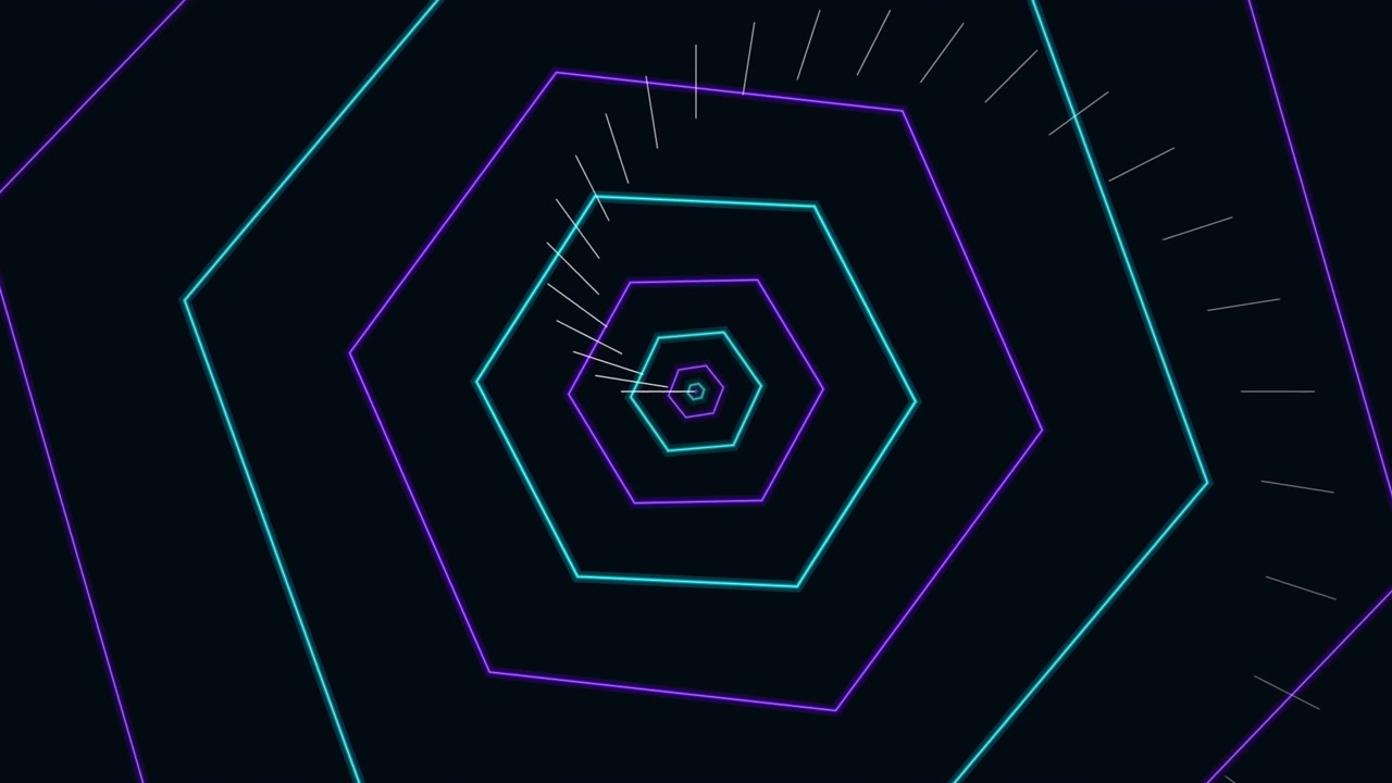 Abstract Neon Hexagon Tunnel Animation