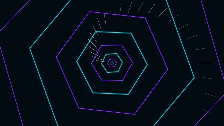 Abstract Neon Hexagon Tunnel Animation