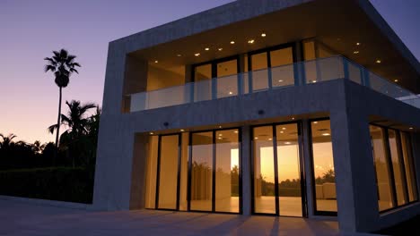 modern luxury house at sunset