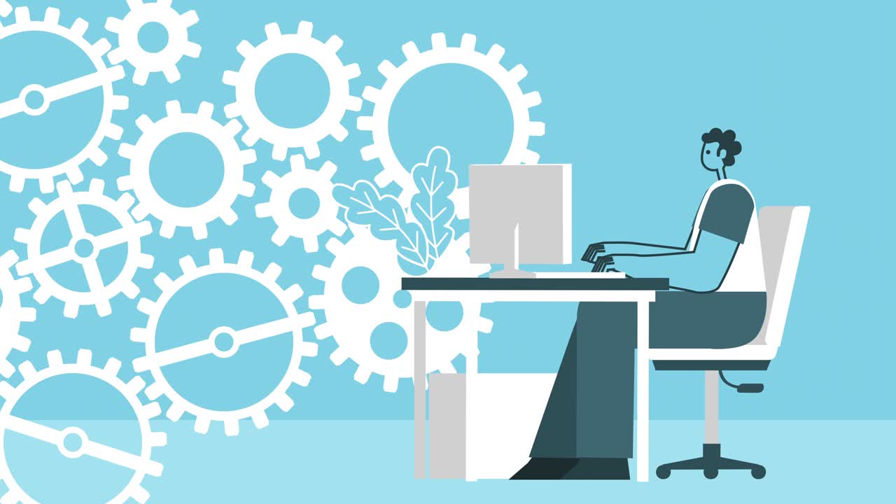 Cartoon remote teamwork business online. Flat Design 2d Characters Loop Animation