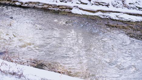 flowing river in winter