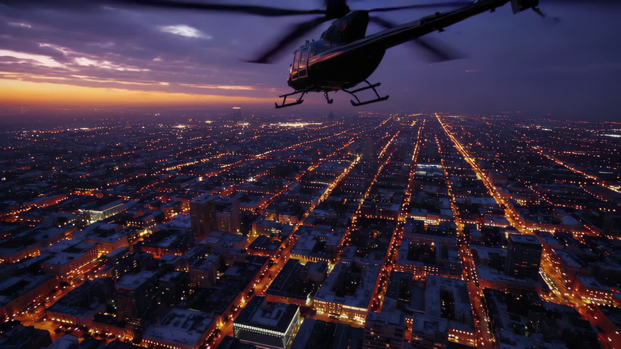 Helicopter Flight Over Philadelphia at Night