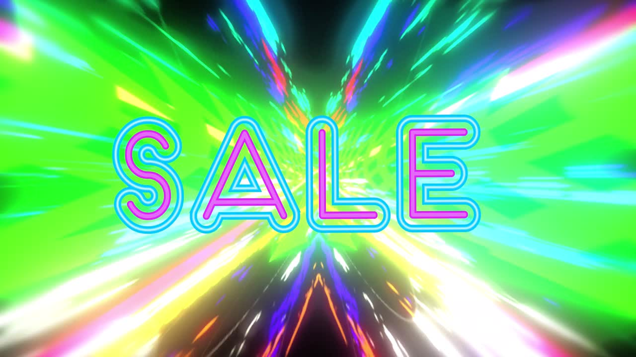 다채로운 배경에 판매 텍스트의 애니메이션