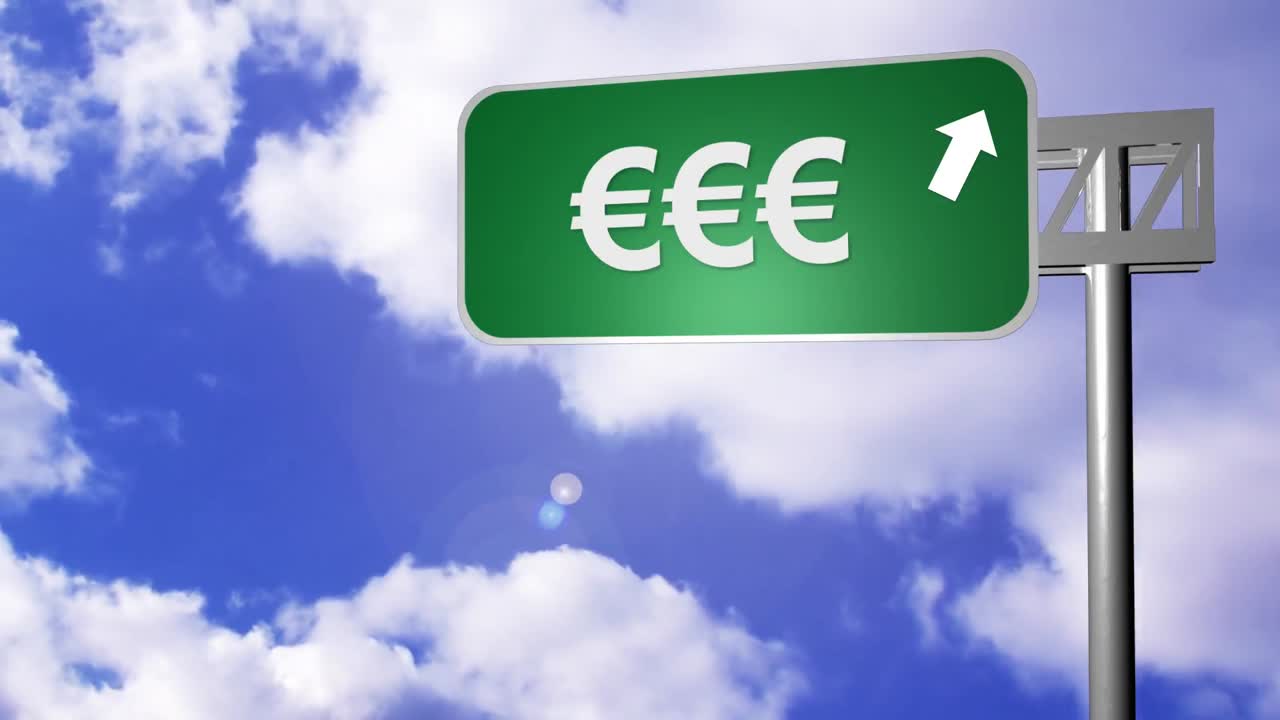 cartel que anuncia el camino de los euros