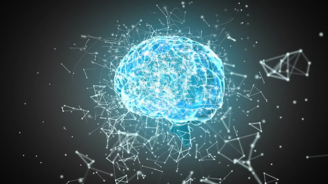 Premium stock video - Brain with polygonal connecting dots and lines