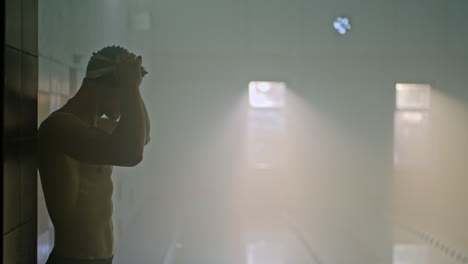 swimmer in an indoor pool