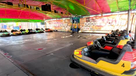 empty bumper cars at a local fairground