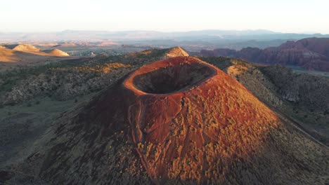 santa clara volcano - volcanic field and lava flow in the diamond valley in washington county, utah, usa - aerial drone shot