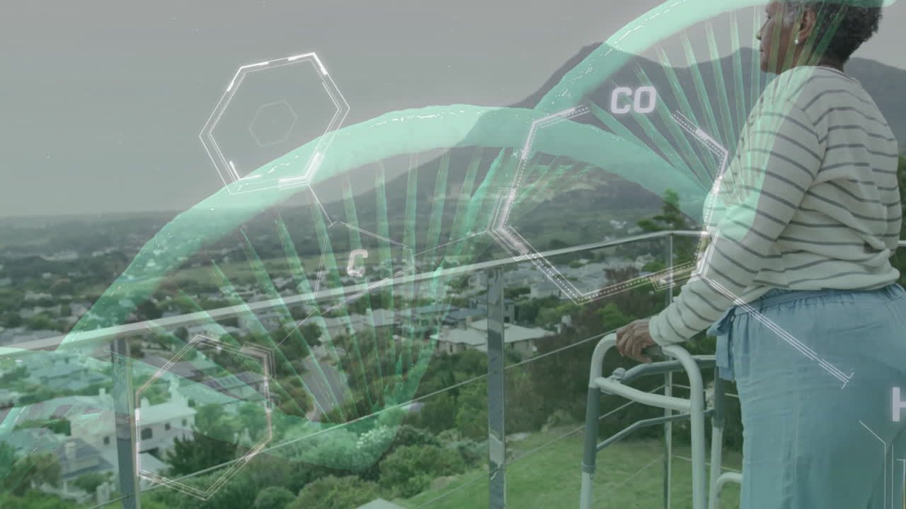 아프리카계 미국인 고령 여성 환자에 대한 dna 스트랜드 및 데이터 처리의 애니메이션